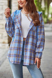 namcoverse Hooded Plaid Button Up Blouse
