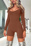 namcoverse Long Sleeve U Neck Bodycon Rompers