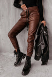 namcoverse Drawstring Pocket Leather Jogger Pants