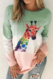 namcoverse (Clearance)Gradient Giraffe Print Cute Sweatshirt