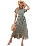 Namcoverse Women's Fashion Solid Color Loose Floral Elegant Casual Maxi Dress