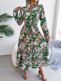 Namcoverse Vantage Flower Print Solid Full Shirt Sleeve A-line Dress