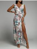 Namcoverse Summer Print Fashion Casual Boho Style V Neck Sleeveless Party Maxi Dress