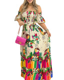 Namcoverse Sexy Printed Bohemian Fashion Swing Party Holiday Maxi Dress