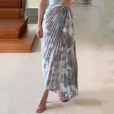 Namcoverse Printed Sexy Strapless Strap Waist Party Elegant Fashion Slim Maxi Dress