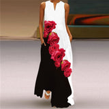 Namcoverse Fashion Floral Print Sleeveless V-Neck Maxi Dress