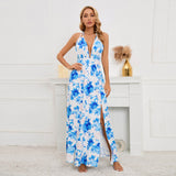 Namcoverse Women's Elegant Beach Floral Sleeveless Pocket Casual Loose Maxi Dress