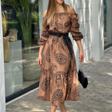 Namcoverse Fashion Sexy Party Elegant Long Sleeve Off Shoulder Casual Maxi Dress