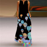 Namcoverse Fashion Floral Print Sleeveless V-Neck Maxi Dress