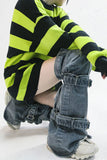 namcoverse Solid Color Cool Belted Design Denim Socks