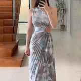 Namcoverse Printed Sexy Strapless Strap Waist Party Elegant Fashion Slim Maxi Dress