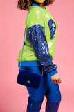 namcoverse Color Block Patchwork Sporty Sequined Jacket