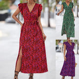 Namcoverse Women's Summer Casual Floral Print Casual Backless Fashion Maxi Dress