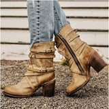 namcoverse namcoverse Autumn Boots   Women's Boots Heel Boots Outdoor Daily Booties Ankle Boots Winter Lace-up High Heel Chunky Heel Round Toe Casual Industrial Style PU Leather Zipper Solid Colored Black Brown Khaki