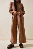 namcoverse Crew Neck Long Sleeve Jumpsuit