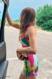 namcoverse Colorblock Knitted Crop Tops & Shorts