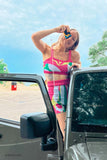 namcoverse Colorblock Knitted Crop Tops & Shorts