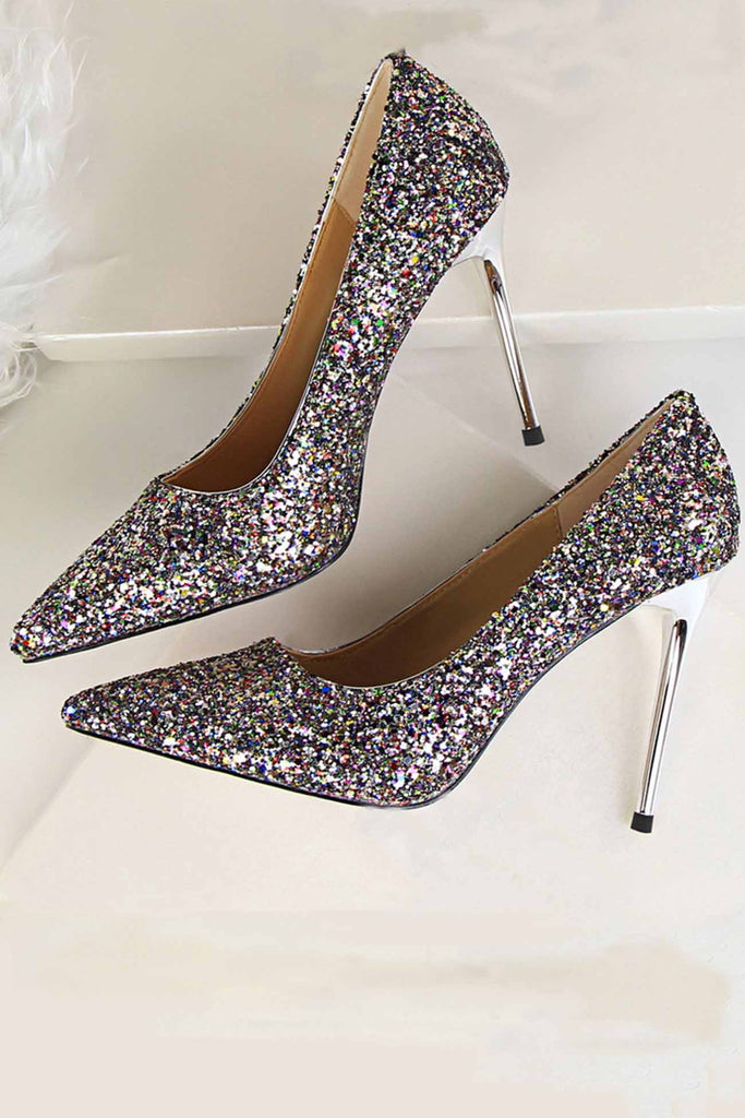 namcoverse Pointed Toe Sequined High Heels