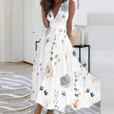 Namcoverse Fashion Elegant High Waist Party Print Temperament Swing A-Line Maxi Dress