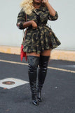 namcoverse Sequin Patchwork Camouflage Lapel Cute Coat With Belt