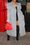 namcoverse Denim On-trend Denim Overcoat With Belt