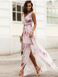 Namcoverse Summer Print Fashion Casual Boho Style V Neck Sleeveless Party Maxi Dress