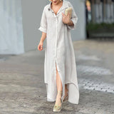 Namcoverse Fashion Casual Loose Stand Collar Slim Simple Cardigan Home Maxi Dress