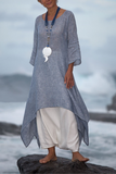 Namcoverse Fashion Irregular Leisure Loose Linen Round Neck Comfy Dress