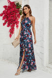 Namcoverse Women Summer Print Tie Fashion Boho Style Party Sleeveless Maxi Dress