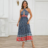 Namcoverse Summer Fashion Sleeveless A-Line Vintage Maxi Dress