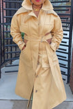 namcoverse Solid Color Striking Belted Cutout Irregular Trench Coat