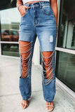 namcoverse Rhinestone Chain Ripped Jeans