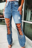 namcoverse Rhinestone Chain Ripped Jeans