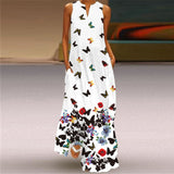 Namcoverse Fashion Star Print Elegant Sleeveless Print V Neck Party Maxi Dress