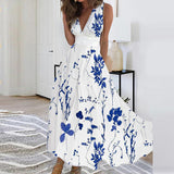 Namcoverse Fashion Elegant High Waist Party Print Temperament Swing A-Line Maxi Dress