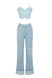 namcoverse Butterfly Denim Rocking Backless Pant Suit