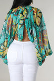 namcoverse Tie Dye Unusual High Split Blouse