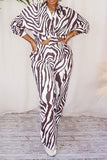 namcoverse Zebra Print Shirt Collar Stylish Pant Suit