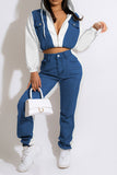 namcoverse Patchwork Boyish Zipped Design Pant Suit