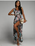 Namcoverse Summer Print Fashion Casual Boho Style V Neck Sleeveless Party Maxi Dress