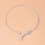 namcoverse Rhinestone Butterfly Decor Girly Open Choker