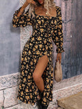 Namcoverse Fashionable Bohemian Sexy Elegant Floral Party Backless Slit Maxi Dress