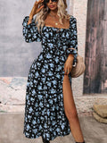 Namcoverse Fashionable Bohemian Sexy Elegant Floral Party Backless Slit Maxi Dress