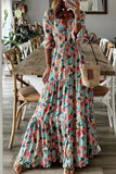 Namcoverse Fashion Casual Retro V Neck High Waist Summer Bohemian Tie Maxi Dress