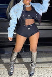 namcoverse Blue Lapel Chic Denim Jacket