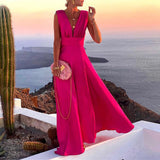 Namcoverse Elegant V Neck Party Sexy Sleeveless Beach Vintage Dress