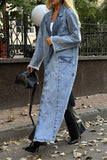 namcoverse Washed Denim Modern Irregular Trench Coat