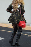 namcoverse Sequin Patchwork Camouflage Lapel Cute Coat With Belt