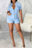 namcoverse Denim Sporty Single Breasted Romper