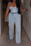 namcoverse Denim Girly Bandeau Pant Suit